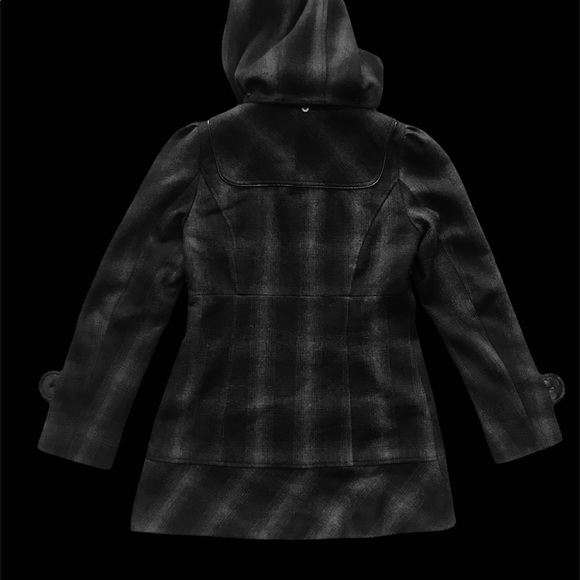 Black Rivet, Black/Gray Lined Long Sleeve Wool Coat, size Small - Picture 3 of 5